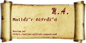 Mallár Alfréd névjegykártya